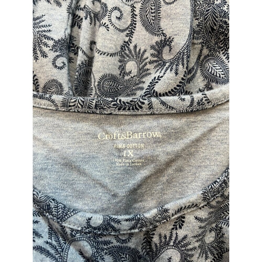 2 pc Lot Croft & Barrow Long Sleeve Shirts Womens Sz 1X Paisley Abstract Pattern - Picture 12 of 16